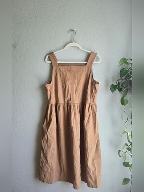 Everlane Tan Square-Neck Midi Sundress